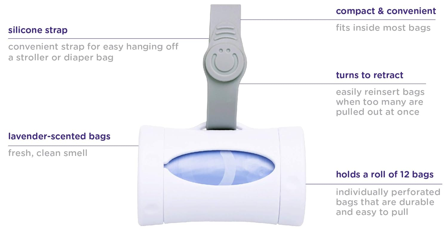 Uitschuifbare Zakkenhouder Lavendelgeurige zakjesdispenser met draagriem | Inclusief 24 zakjes, handig voor onderweg met baby