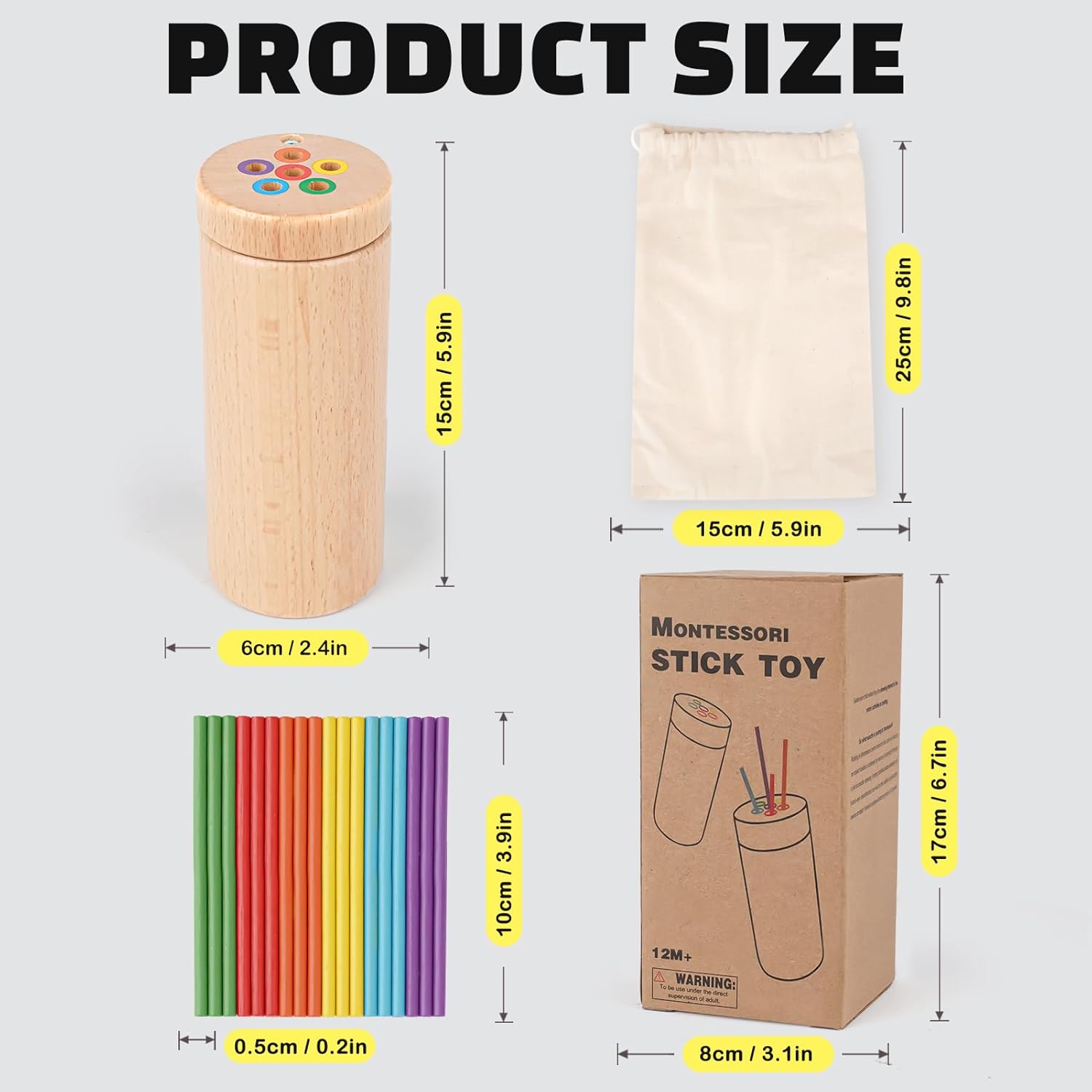 Montessori Kleur- en Sorteerspel | Houten Educatief Speelgoed voor Peuters 2-3 jaar