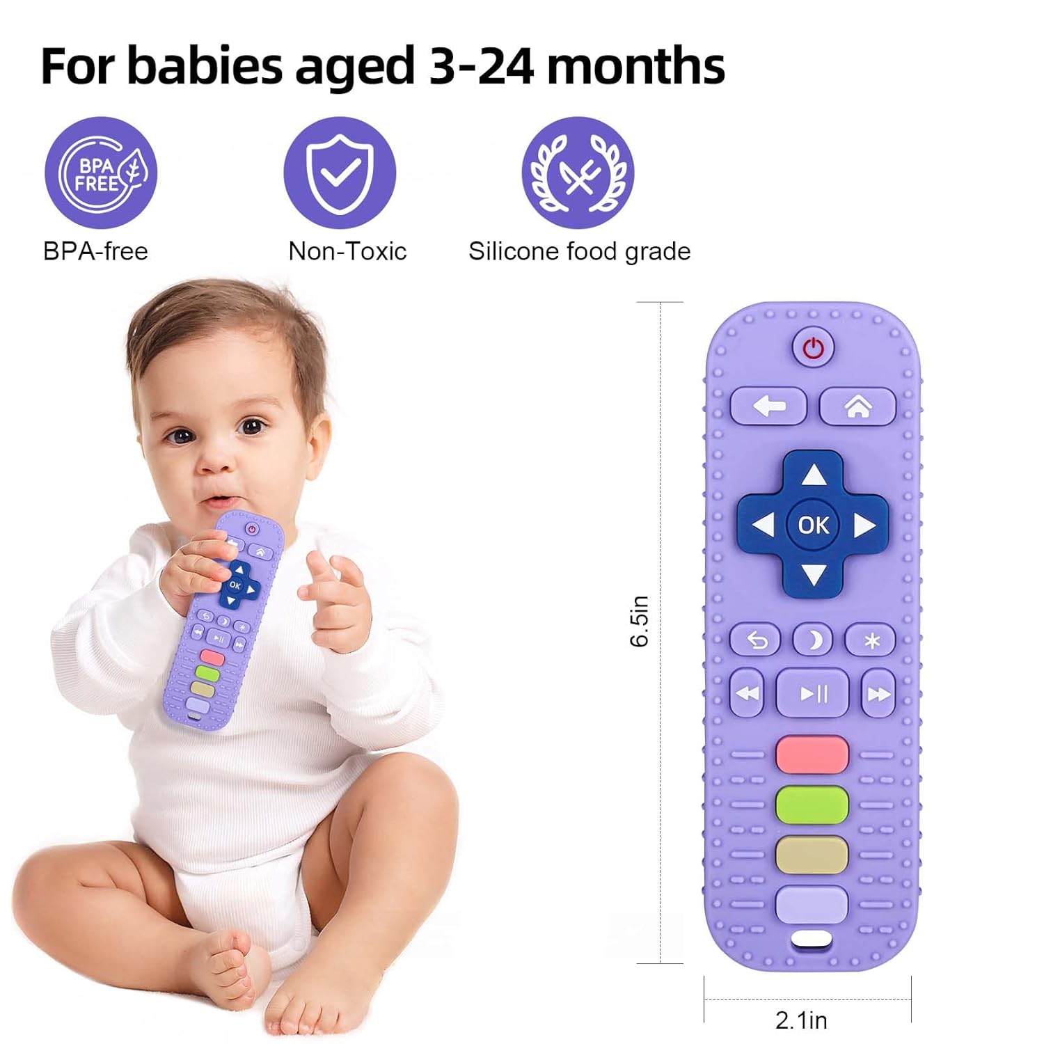 Tandjesverlichting Baby Bijtspeelgoed | TV Afstandsbediening Vorm Bijtring voor Baby's 3-24 Maanden