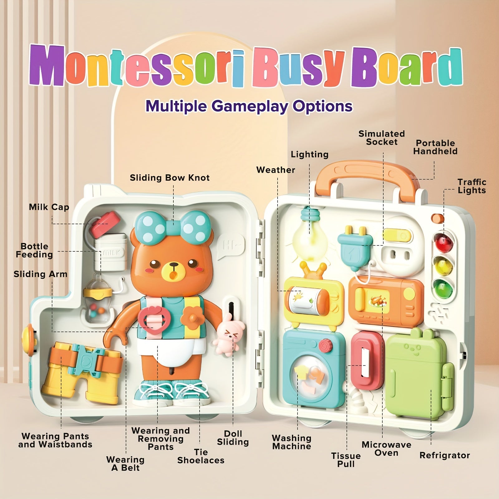 Interactieve Busy Board | Educatief speelgoed 1-3 jaar, ideaal cadeau