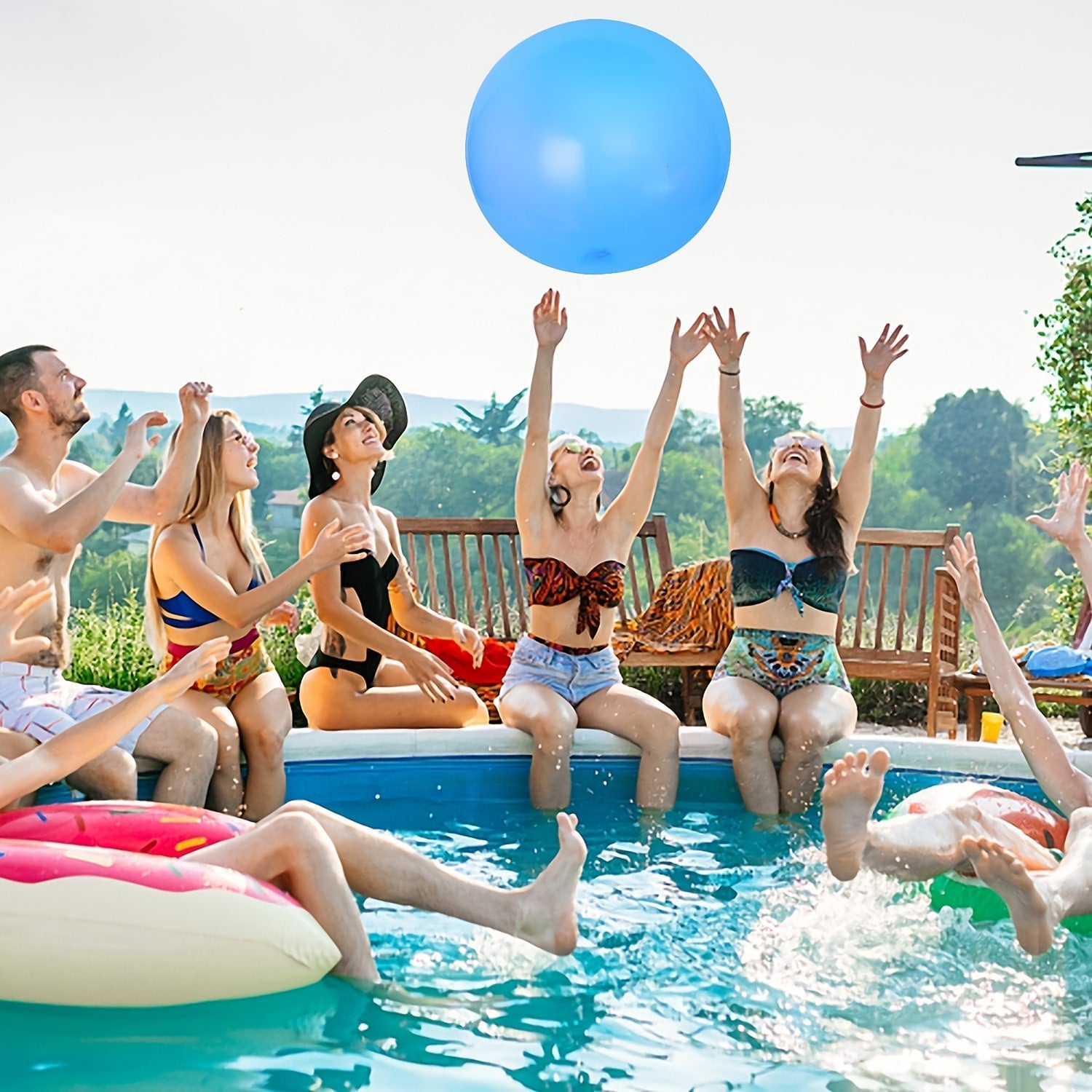 Set van 3 Gigantische Bubbelballen – TPE Opblaasbare Waterballen, Blauwe Geleiballen | Voor Waterparken & Pretparken | Elektronisch Onbelast Waterspeelgoed