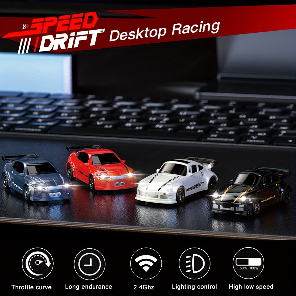 1/64 RC Drift Auto | 2.4GHz Afstandsbediening, LED, USB-C Snelladen, Raceauto