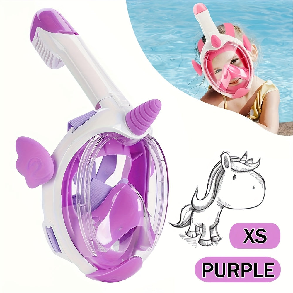 Full Face Snorkelmasker voor Kinderen - 180° Panoramisch Duikmasker met Cartoon Design voor Jongens en Meisjes - Zwem- en Duikbril Speelgoed