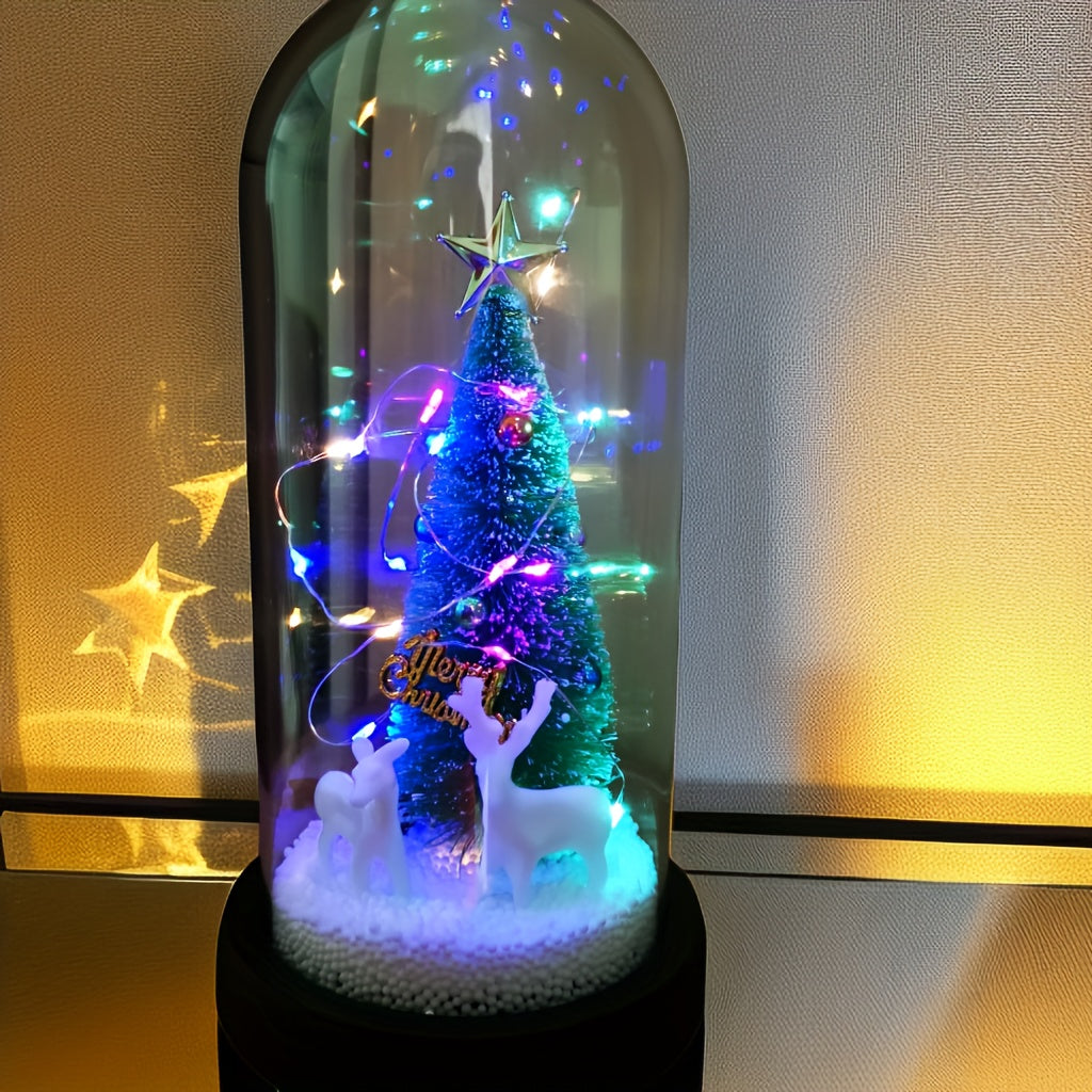 Eeuwige Verlichte Kerstboom met Kerstman en Rendieren | Kerstdecoratie op AAA-batterijen