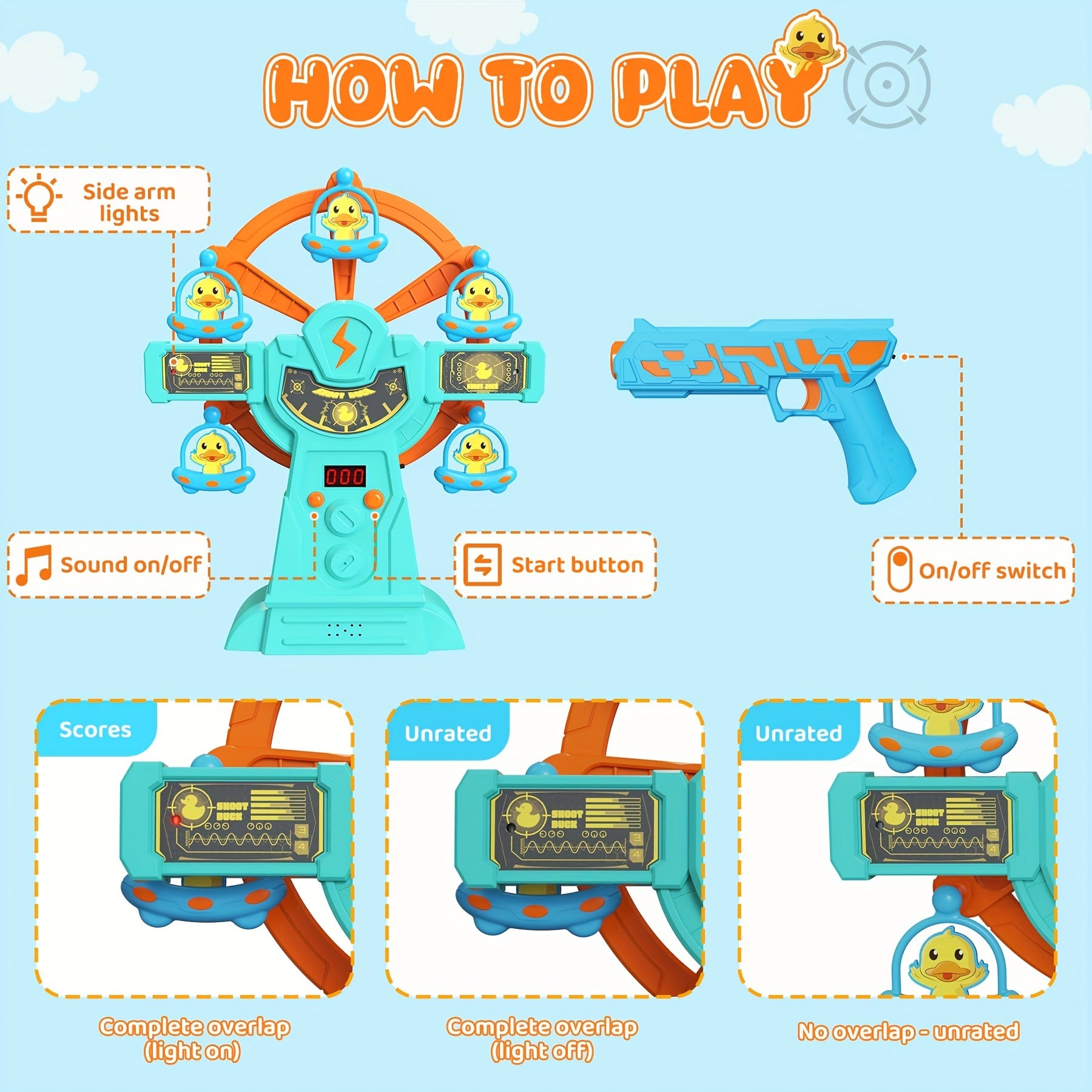 Schietspel Speelgoed voor Kinderen 3+ | Elektronische Eend Schiettargets met Scoring, Leuk Cadeau voor Verjaardag, Halloween & Kerst