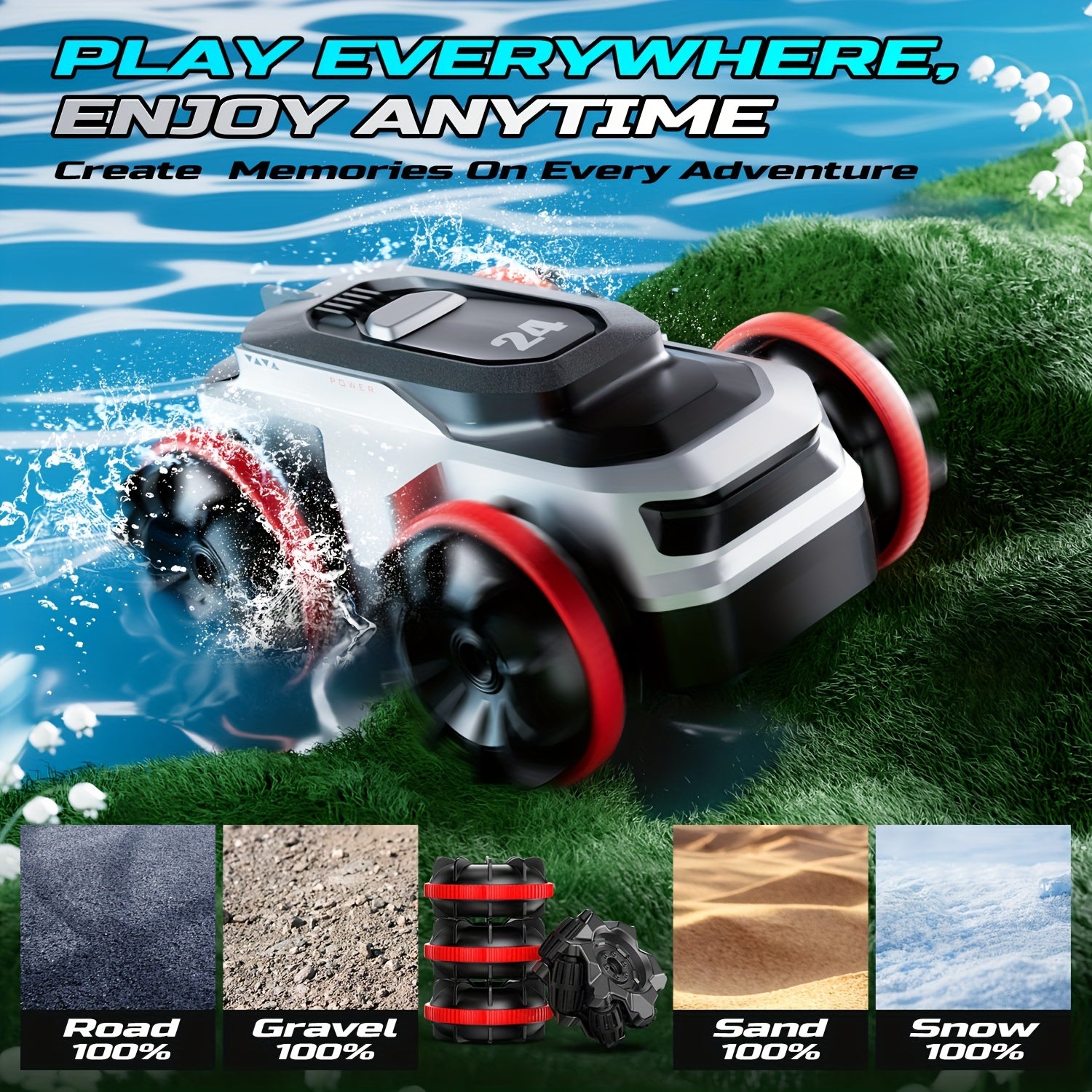 Amfibische Bestuurbare Stunt Auto voor Kinderen vanaf 6 Jaar | All-Terrain 4x4 Speelgoed voor Stoere Jongens en Meisjes | RC Truck Cadeau voor Buiten Spelen