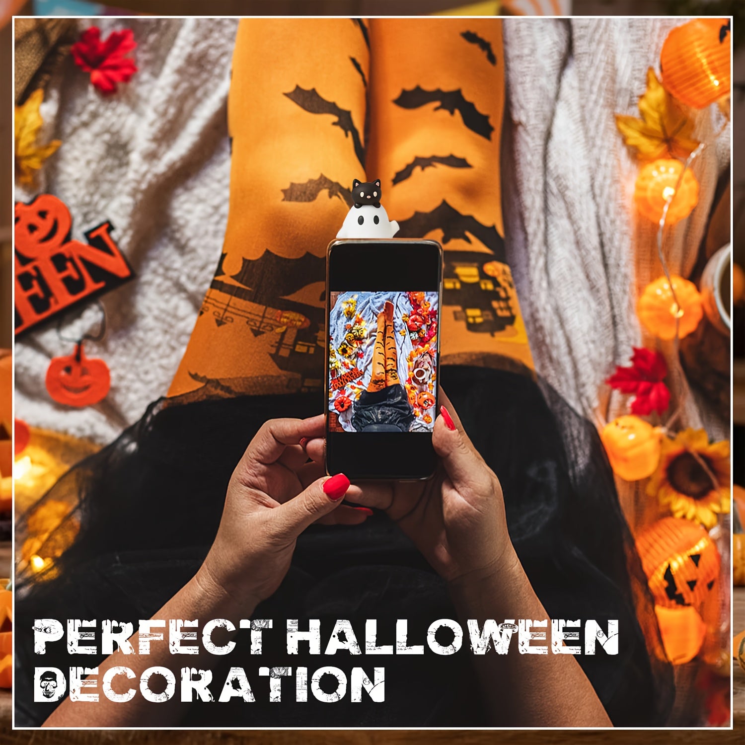 Spookje Halloween Telefoonversiering | Leuke Stick-On Decoratie voor Smartphone of Tablet