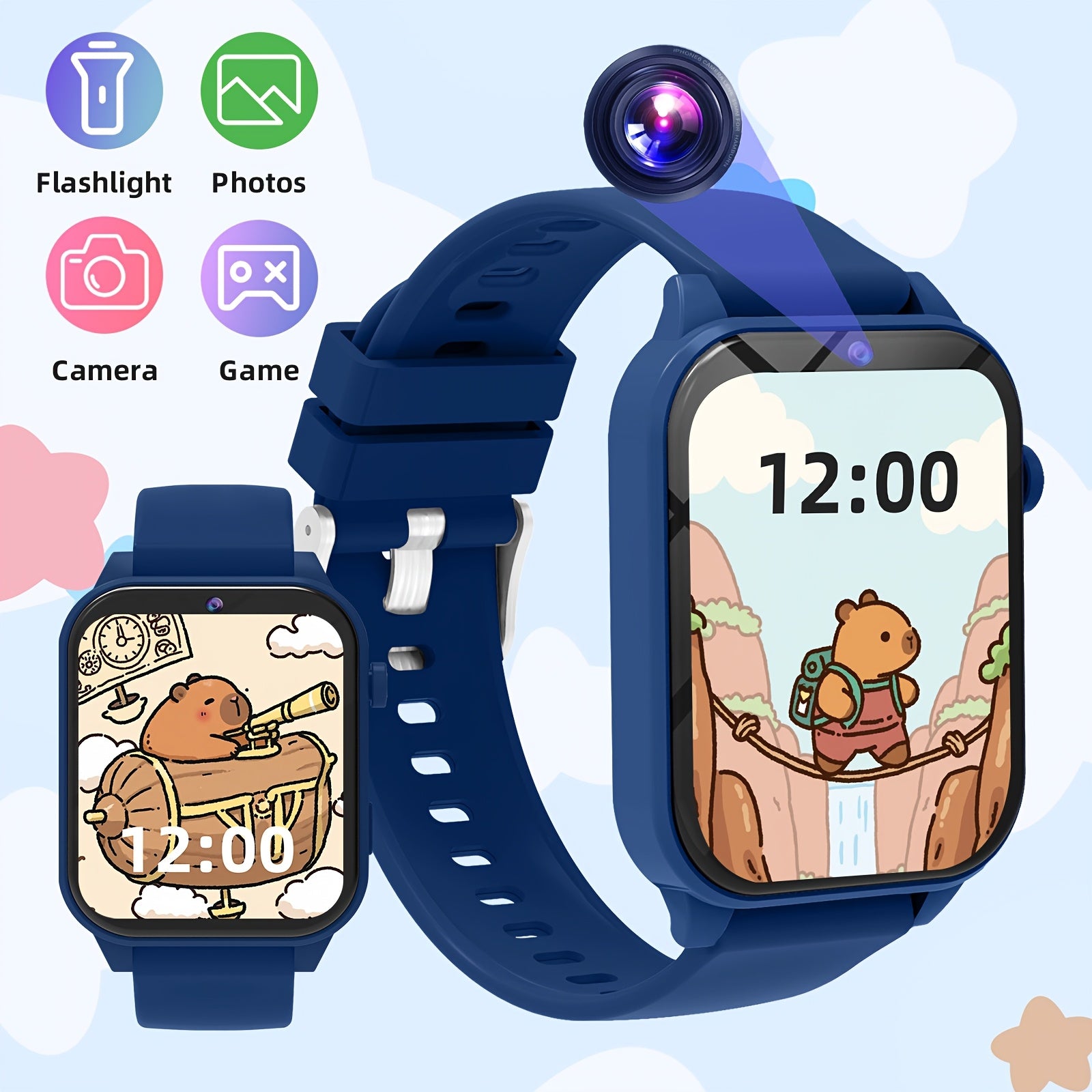 Educatieve Smartwatch voor Kinderen | HD Camera, 18 Spellen & Videorecorder – USB Oplaadbaar Cadeau voor 6-12 Jaar