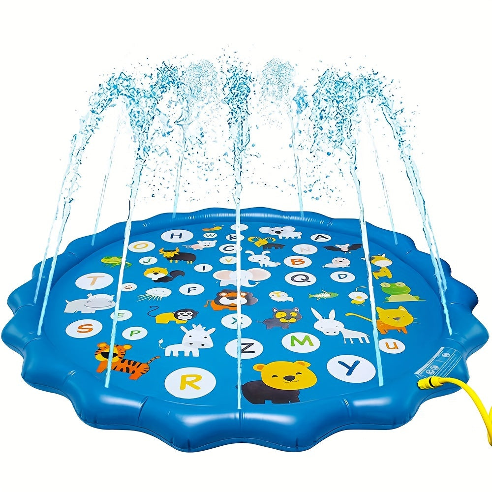 Opblaasbare Waterspeelmat (Blauw, A-Z Print) | Watermat voor Peuters, Perfect voor Zomerplezier in de Tuin, op het Strand & in het Park