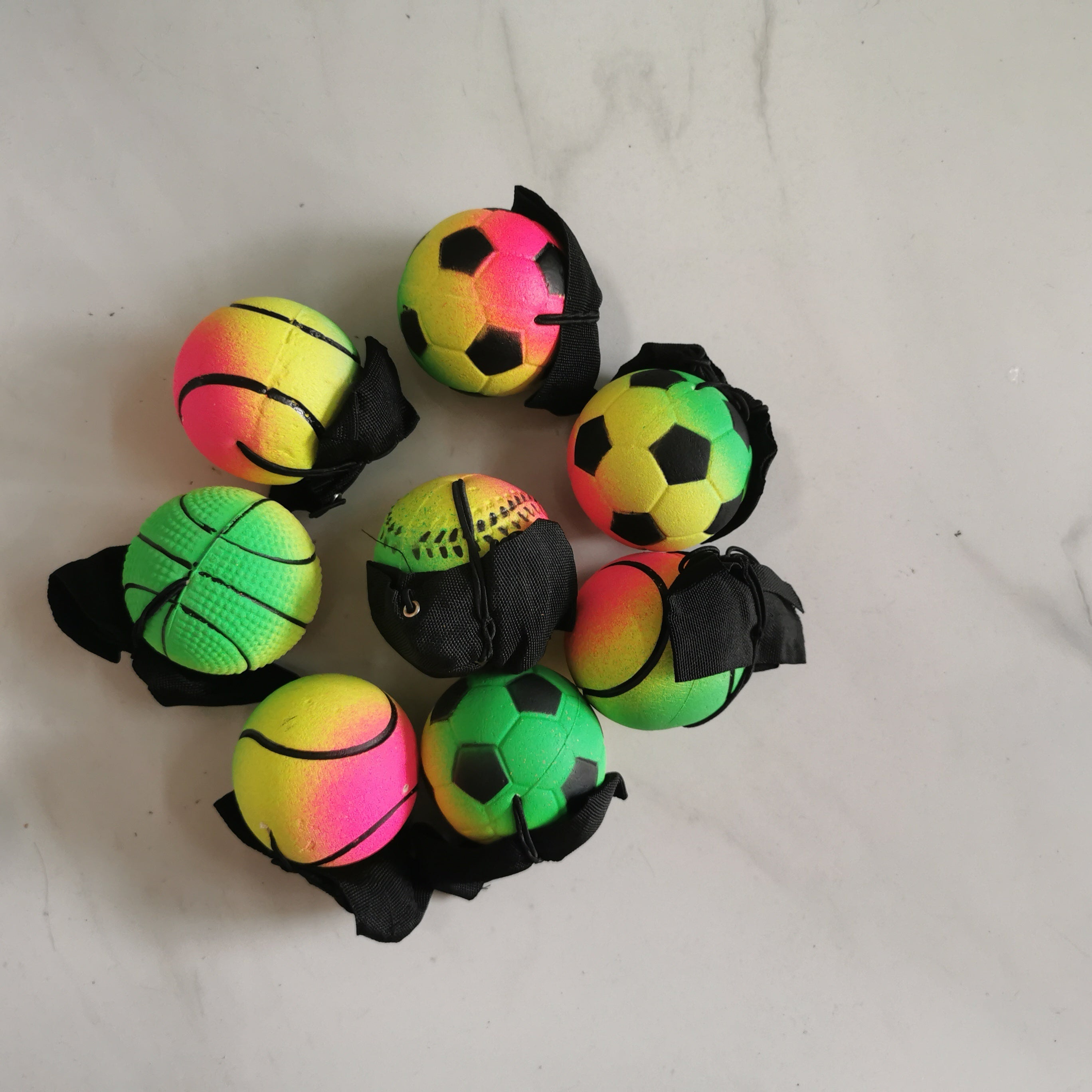 4-delige Grappige Rubber Pols Terugkaatsbal | 63mm Hoge Elastische Gooi-Bal met Touw voor Jongens en Meisjes