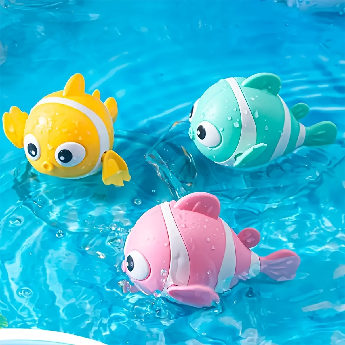 3 Stuks Water Speelgoed Clownvis – Opwindbaar Badspeelgoed voor Binnen & Buiten, Cadeau voor Kinderen