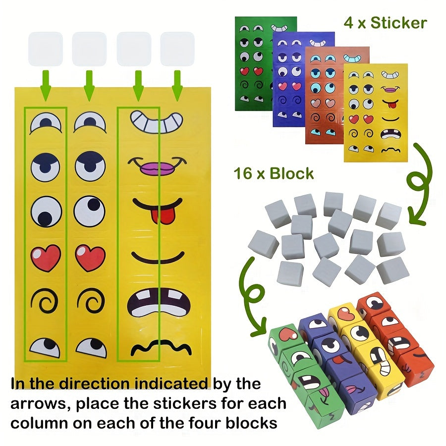 Emotie Matching Dobbelspel voor Kinderen | Educatief Tafelspel met Expressieve Blokken & Bel, Voor Leeftijd 3-8 Jaar, Perfect Cadeau voor Kerst & Nieuwjaar