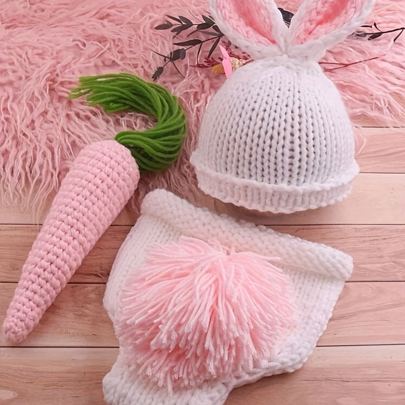Schattig Konijnen Kostuum Voor Pasgeboren Baby’s | Gehaakte Bunny Outfit Voor Babyfotografie | Perfect Babyshower Cadeau