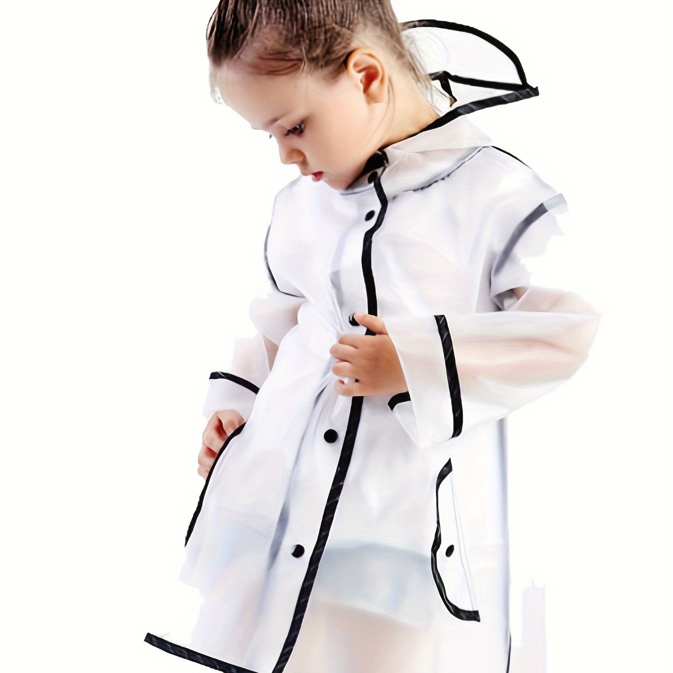 Lichtgewicht Transparante Regenjas met Capuchon voor Kinderen - Waterdichte Regenponcho voor Jongens en Meisjes