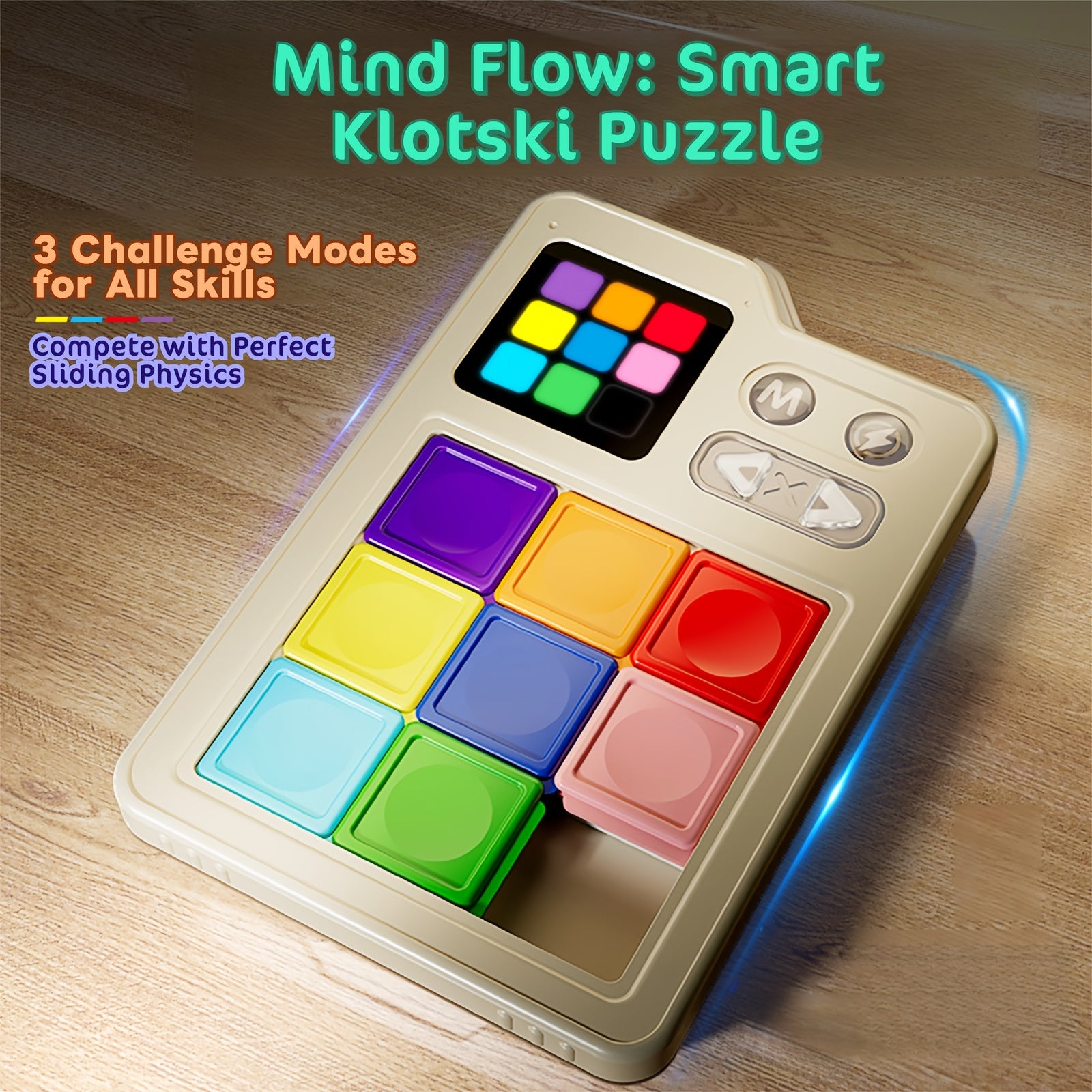 Puzzle Coulissant Électronique "Smart Klotski" pour Enfants 6 Ans et Plus - Jeu Cérébral Interactif avec Niveaux de Difficulté Progressifs