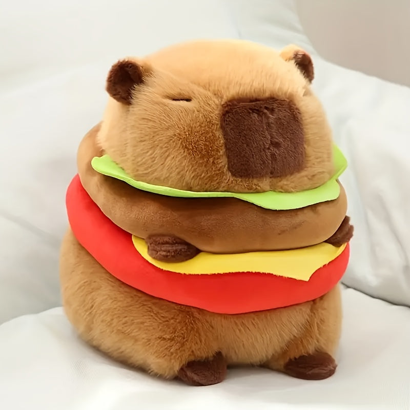 Zacht Pluche Hamburger Capybara Speelgoed | Gemengde Kleuren, Ideaal Cadeau voor Kinderen 0-3 Jaar, Knuffelvriend voor Peuters