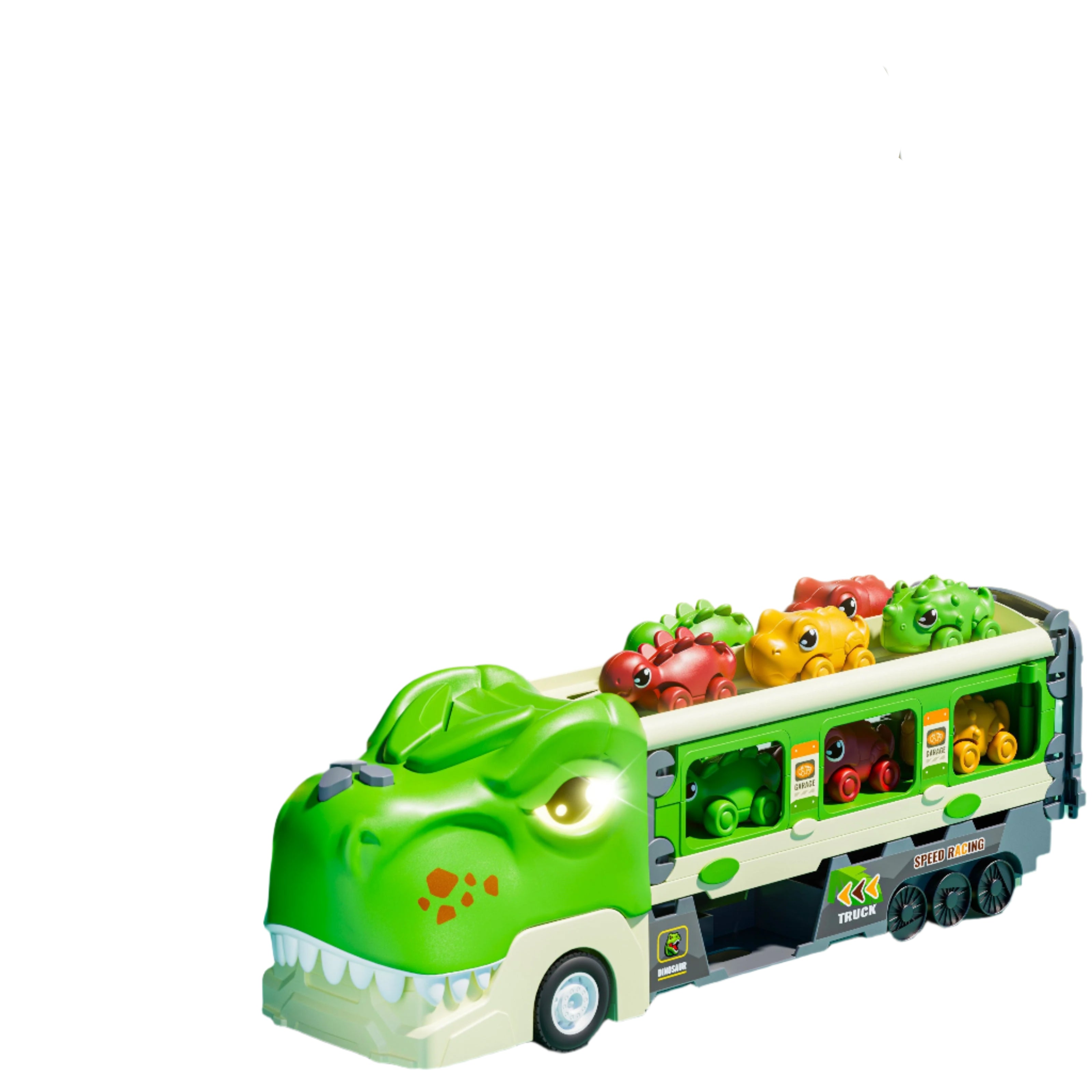 Dinosaurus Speelgoed Truck | 2-in-1 Transporter met Racebaan