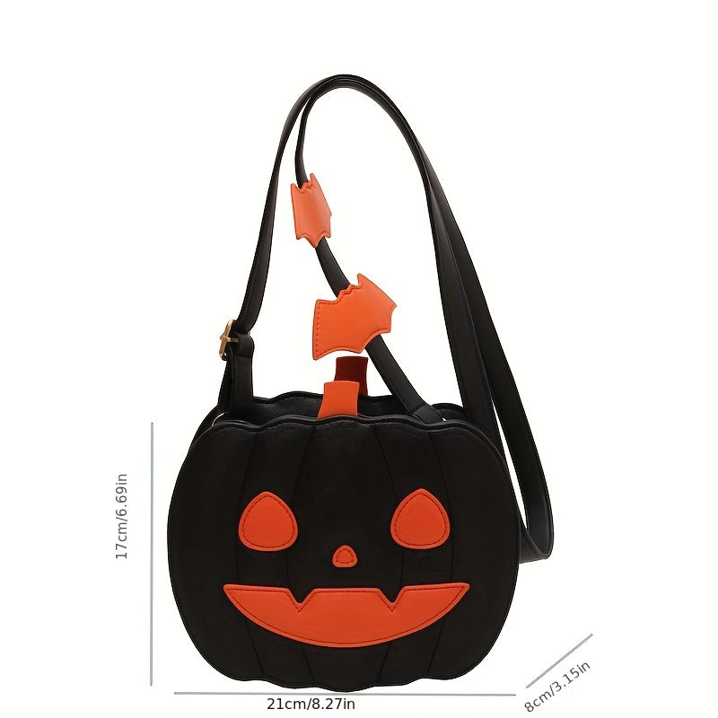 Pompoen halloween schoudertas - grappige crossbody bag in contrasterende kleuren | perfect festival accessoire