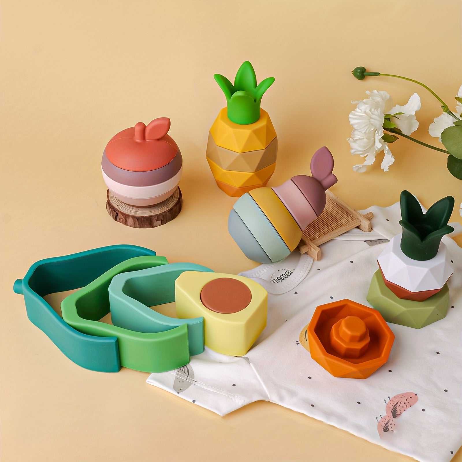 Siliconen Stapel Speelgoed | BPA-vrije Baby Bouwblokken | Bijtspeeltjes & Educatief Cadeau voor Halloween, Kerst & Thanksgiving