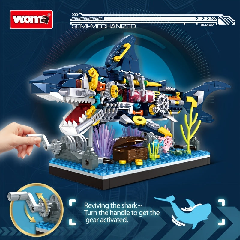 Bouwstenen Mechanische Haai – 3D Puzzel Model van Witte Haai, Moeilijke Educatieve Bouwset voor Kinderen