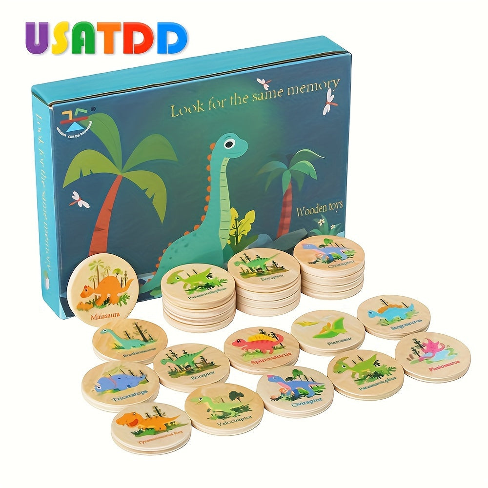 Houten Dinosaurus Geheugenspel | Educatief Matchingspel met Houten Fiches