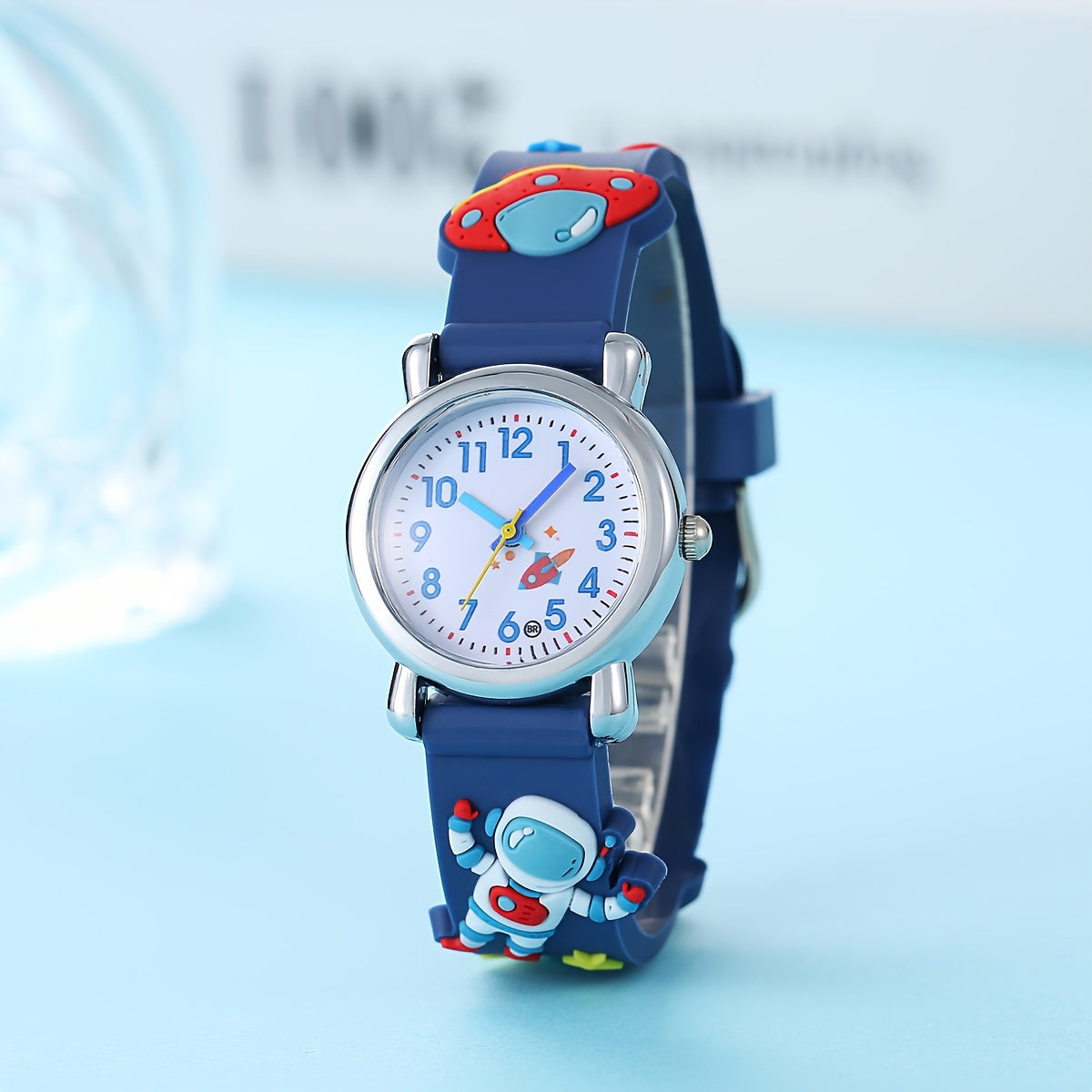 Kinderen Quartz Horloge | Astronaut & UFO Design met Zachte Silicone Band – Blauw
