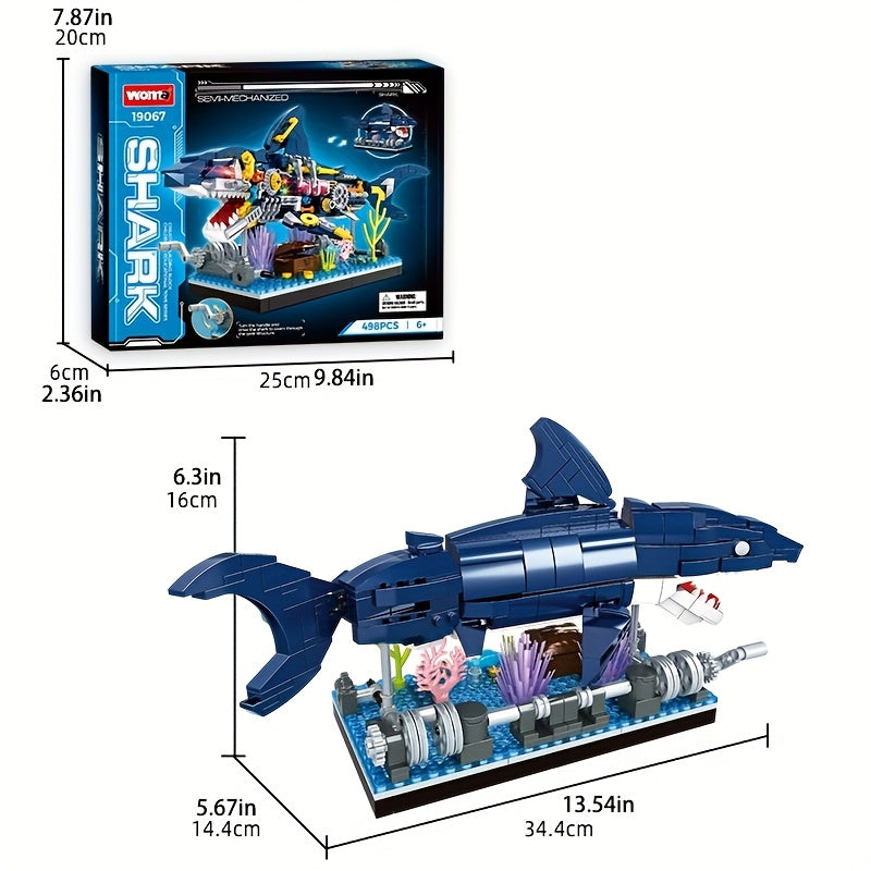 Bouwstenen Mechanische Haai – 3D Puzzel Model van Witte Haai, Moeilijke Educatieve Bouwset voor Kinderen