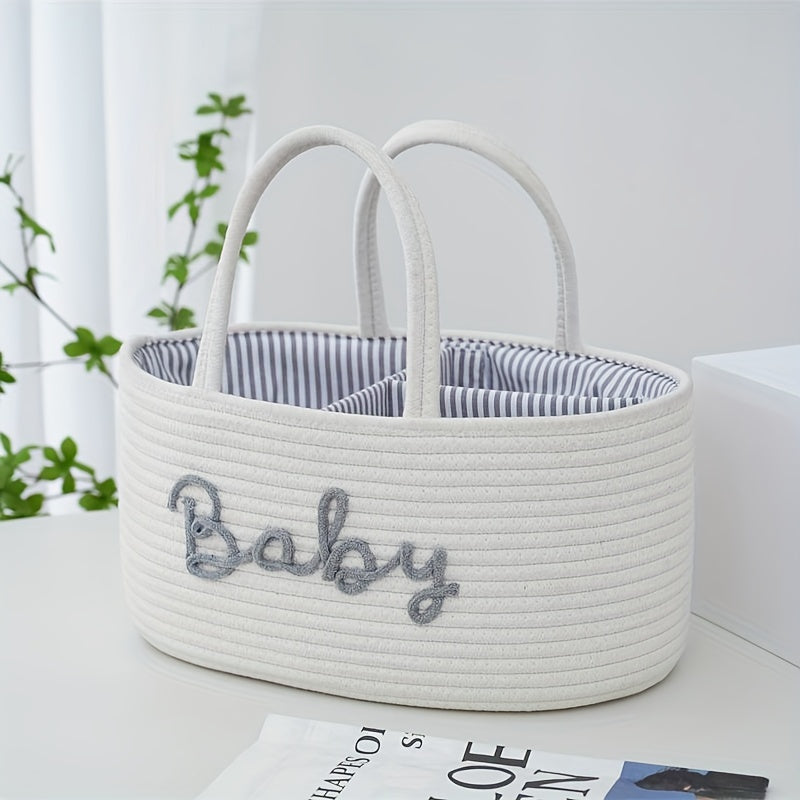 Geweven Opbergmand | 3 Compartimenten Draagbare Opbergmand | Fles- en Luier Organiser voor Moeder en Baby | Badkamer Opbergmand voor Zwembad Accessoires