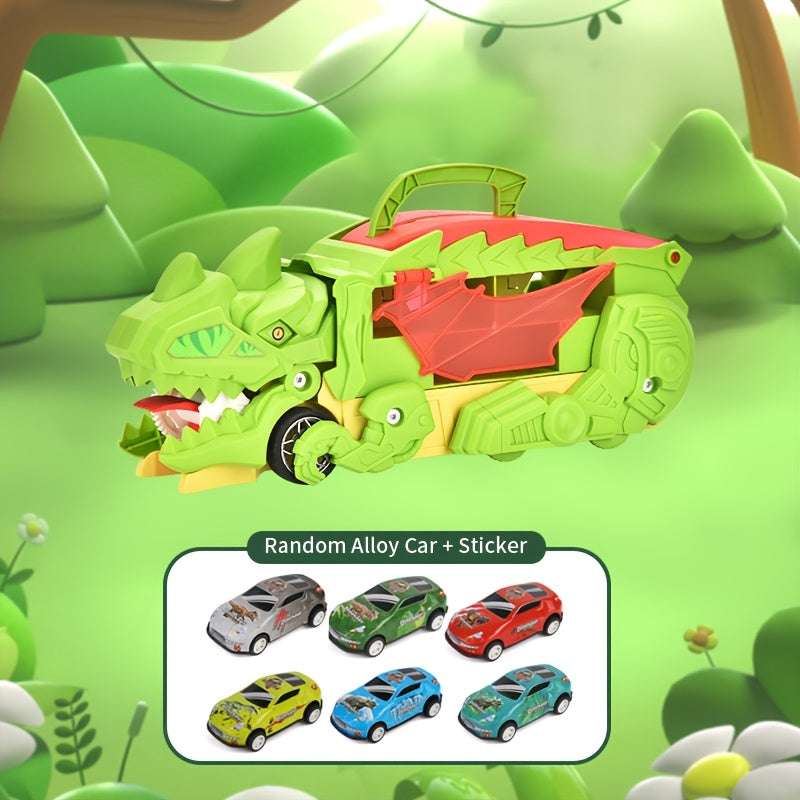 Dinosaurus Truck Speelset | T-Rex Auto Eet Speelgoed met 6 Mini Auto's | Metaal en Kunststof | Verjaardag, Halloween of Kerstcadeau