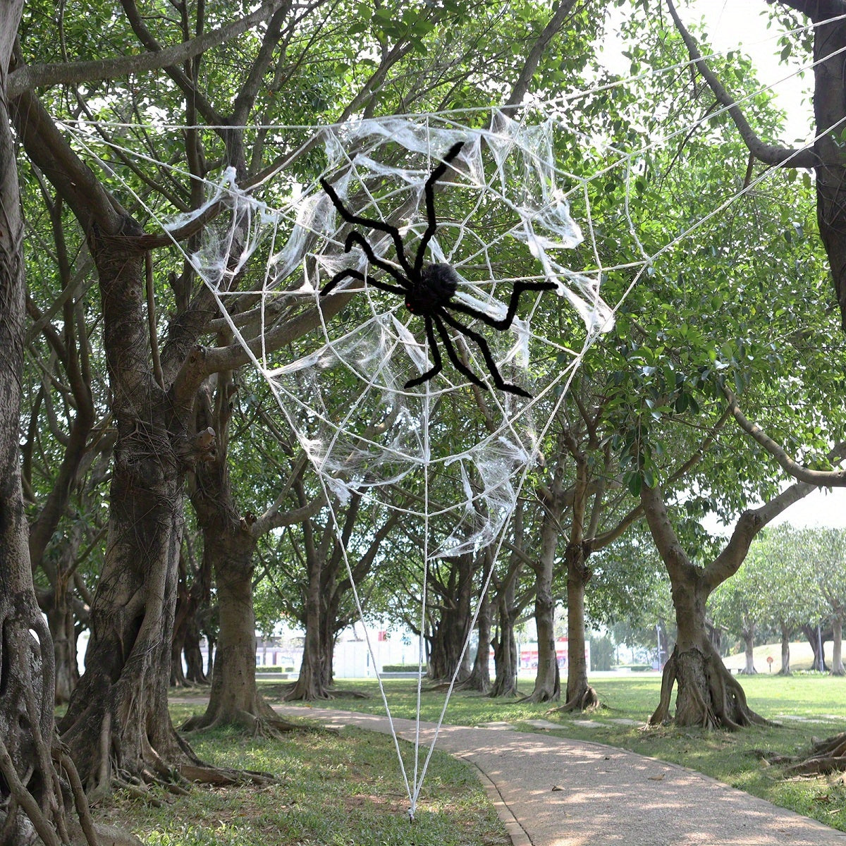 5.4m Spinrag met 150cm Nep Spin | Halloween Decoratie Set voor Feest en Partijversiering