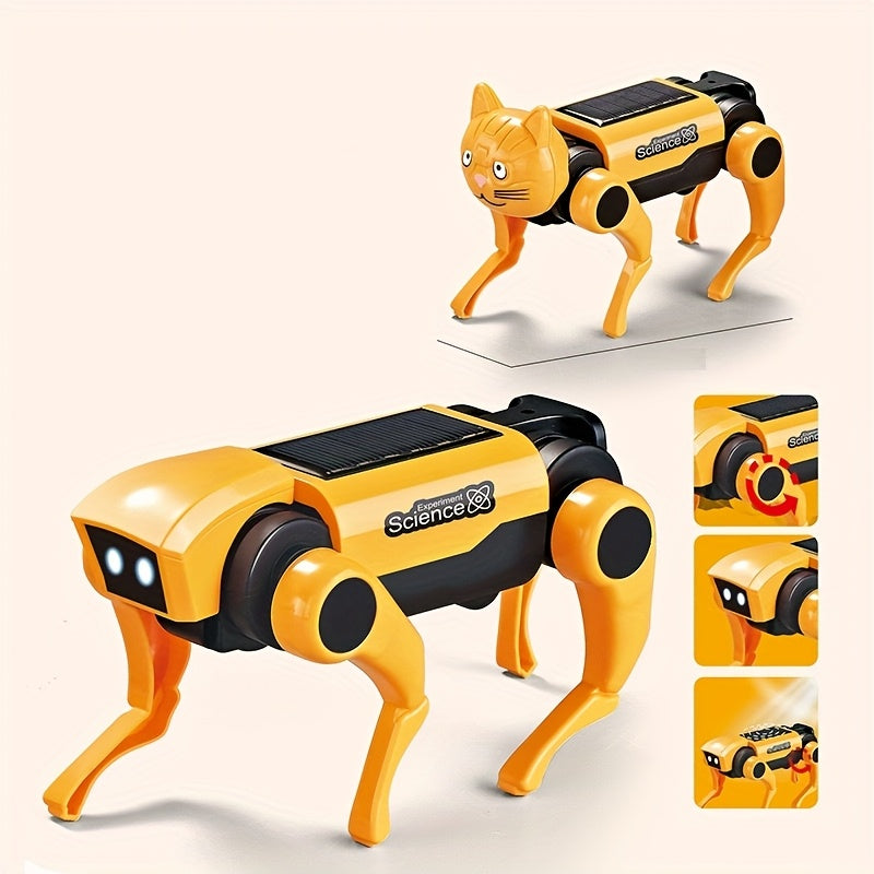 Robot Kit Dieren om te bouwen - Gele Interactieve Hond en Kat | Programmeerbaar Mechanisch Speelgoed voor Kinderen & Volwassenen | Vaderdag Cadeau
