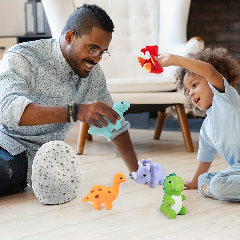 Zachte Pluche Dinosaurus Knuffel Set voor Kinderen vanaf 3 Jaar - 5 Dino Vriendjes en Gevuld Dino-Ei voor Jongens en Meisjes - Leuk Cadeau