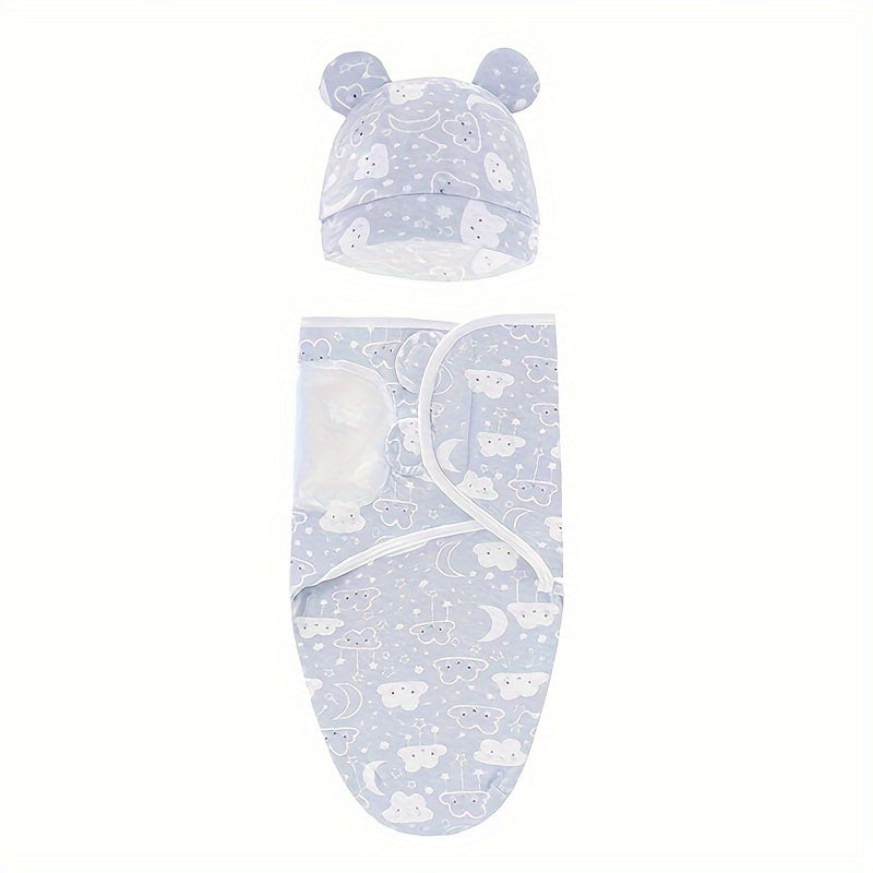 1 Set Schattige Cartoon Handdoek en Hoed Bundle | Zachte en Cozy Swaddle Dekens voor Baby’s van 0 tot 12 maanden