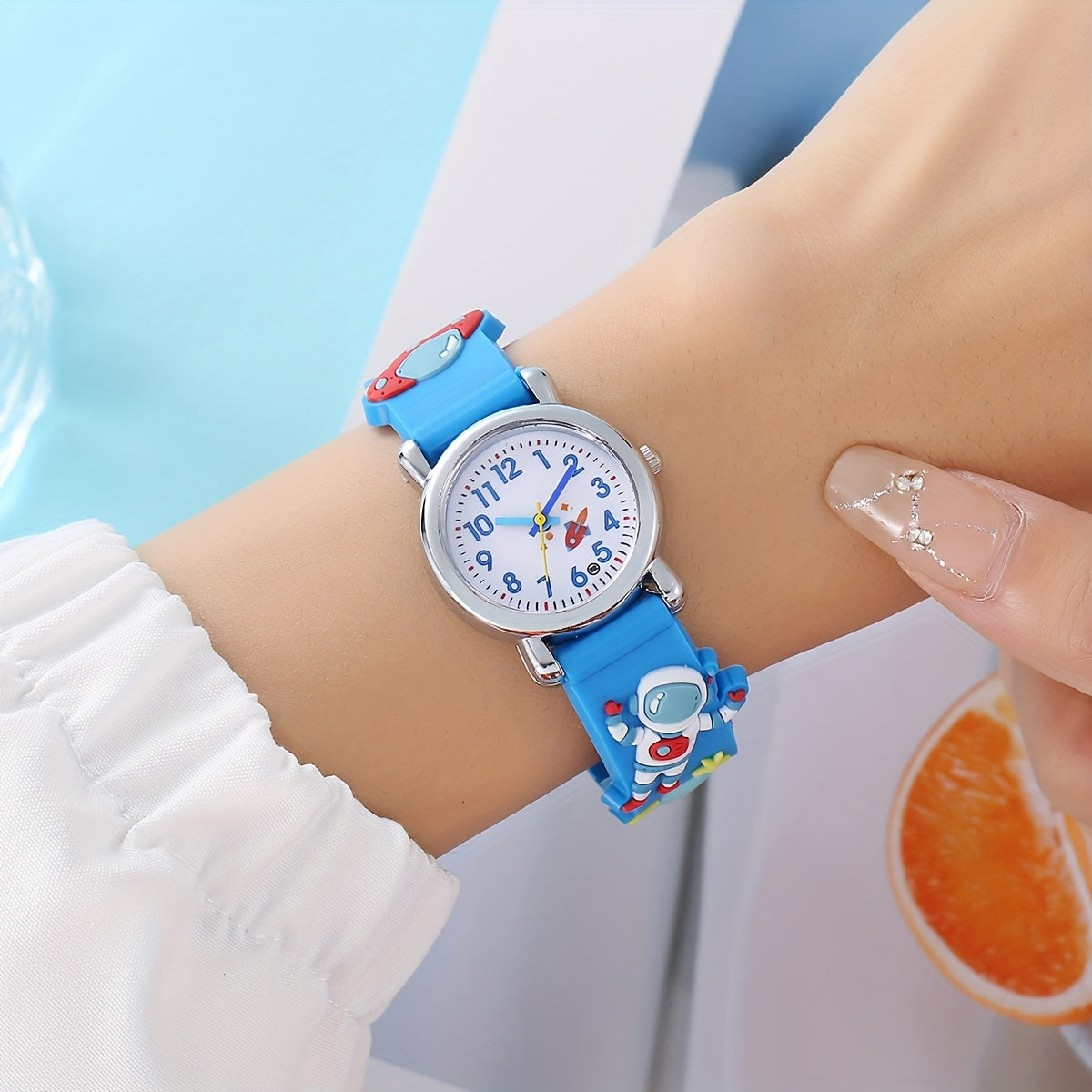 Kinderen Quartz Horloge | Astronaut & UFO Design met Zachte Silicone Band – Blauw
