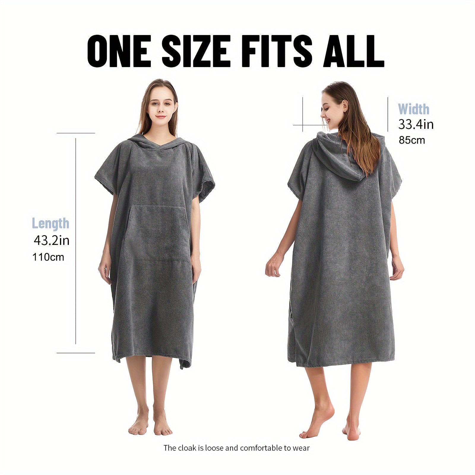 Microfiber Zwem Poncho Towel Robe met Kap | Sneldrogend, Super Absorberend, Warm en Lichtgewicht