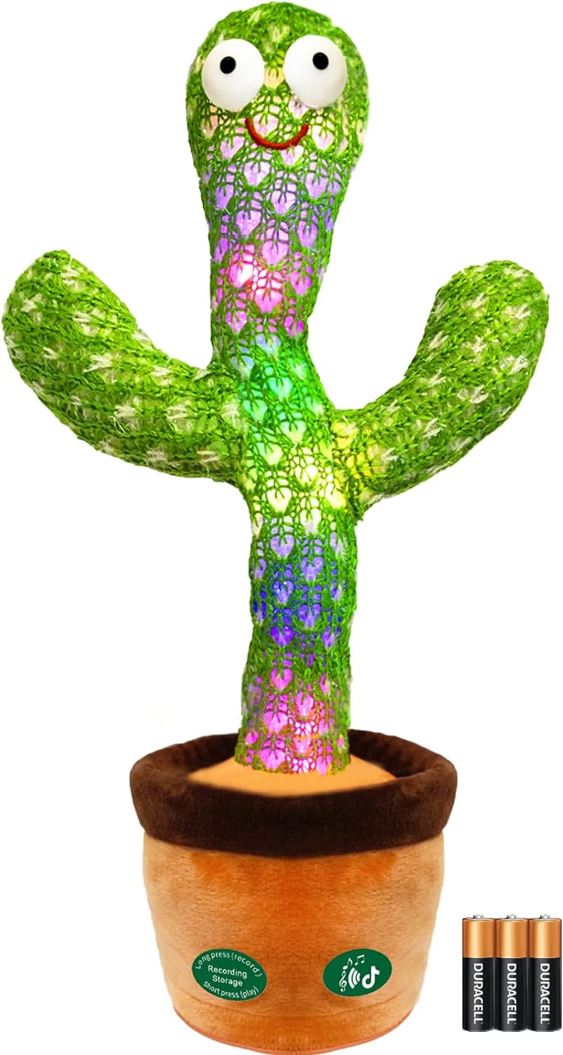 Dansende en Pratende Cactus met LED l  120 Liedjes met opnamen functie voor 15 Liedjes