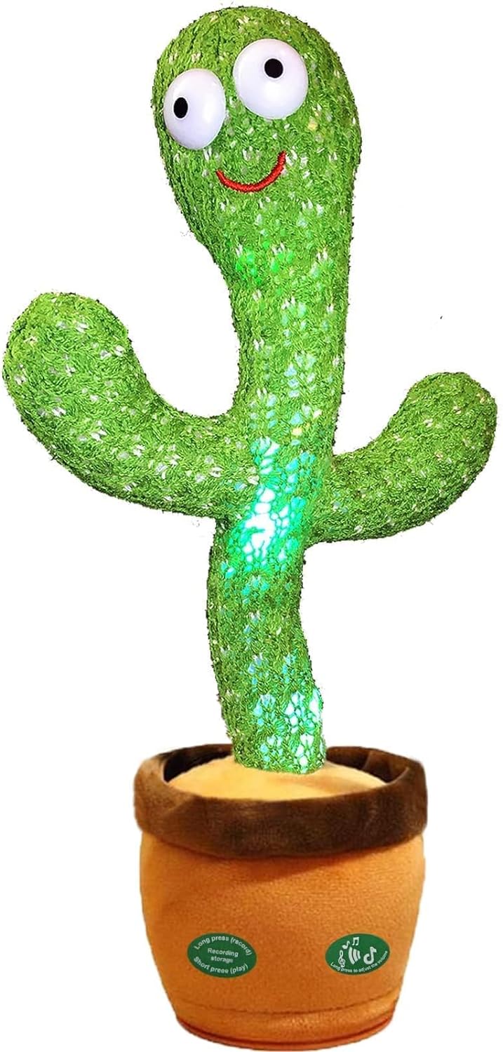 Dansende en Pratende Cactus met LED l  120 Liedjes met opnamen functie voor 15 Liedjes