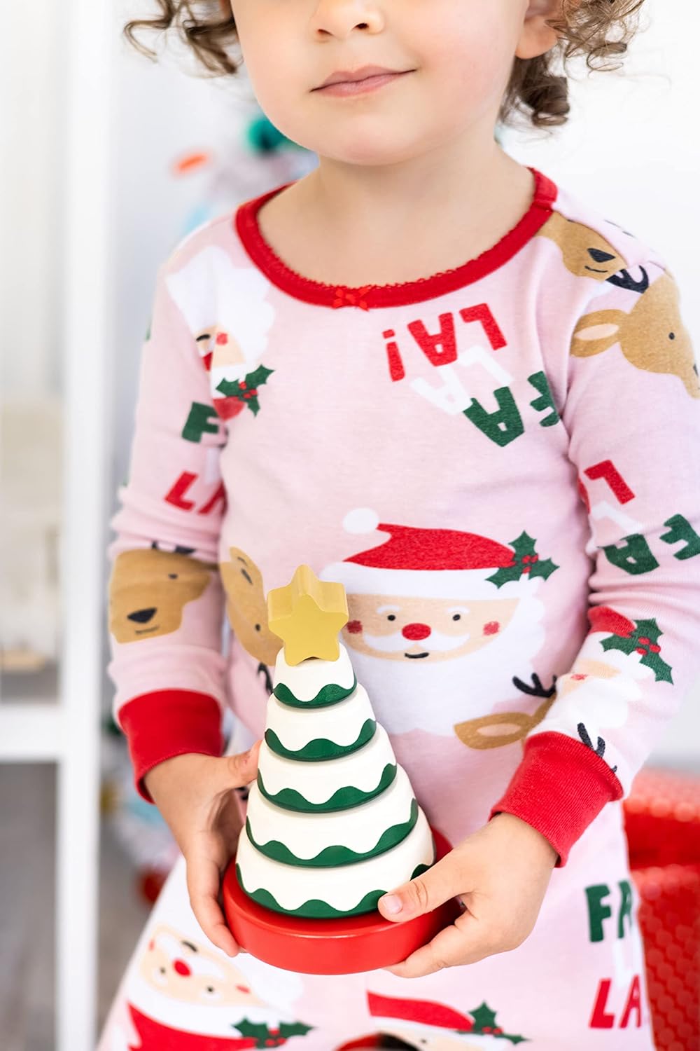 Kerst sneeuwpop stapeltoren | Houten educatief speelgoed