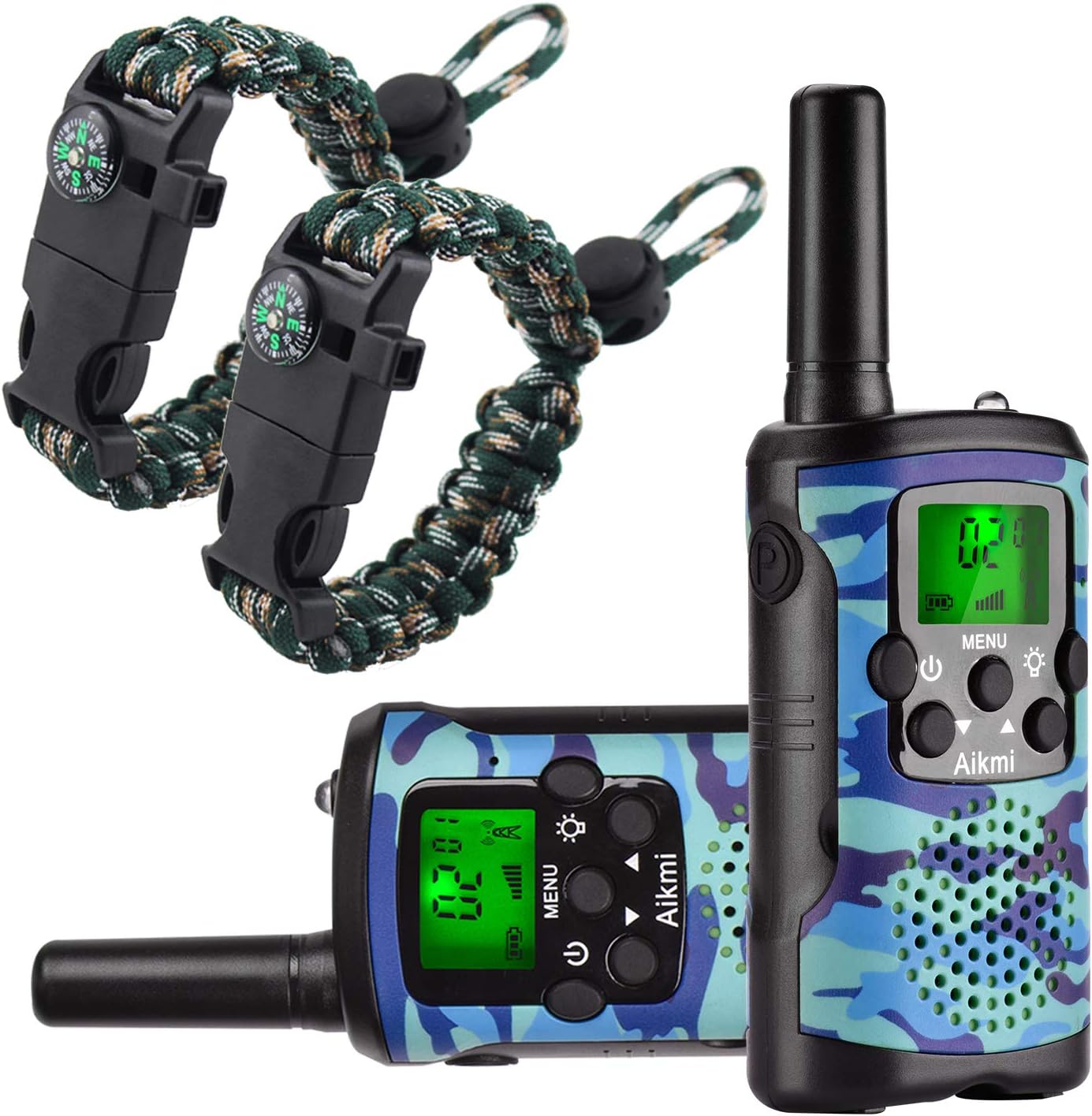 Walkie Talkies Voor Kinderen, 22 Kanalen, 2-Weg Radio, 5 km Bereik, Duurzaam Speelgoed, Beste Verjaardagscadeaus Voor Jongens En Meisjes Van 6 Jaar, Geschikt Voor Avonturen En Kamperen (Groene Camo)