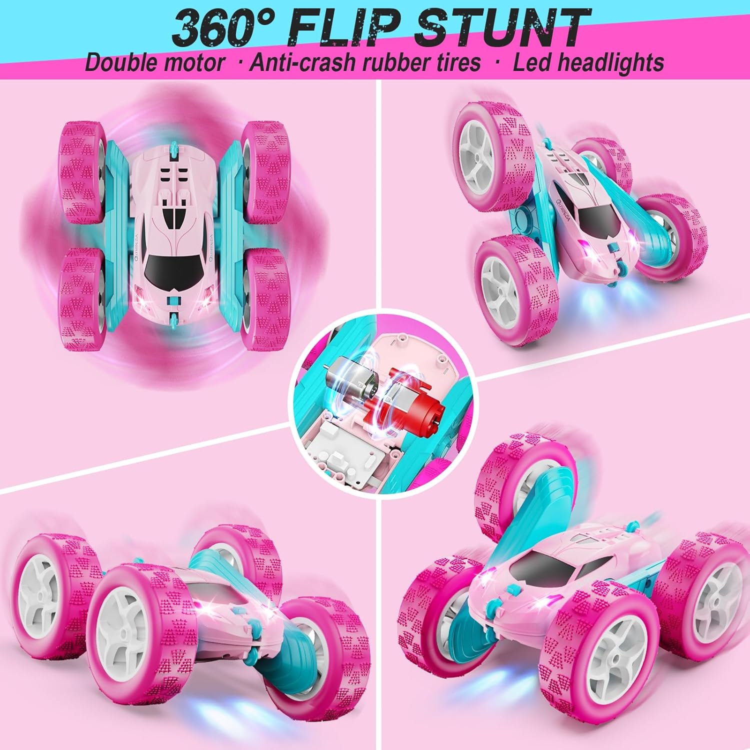 RC Auto 4WD Stuntauto | Afstandsbediening Auto met LED & 360° Flips | USB-C Oplaadbare Baterijen | Cadeau 6-12 Jaar
