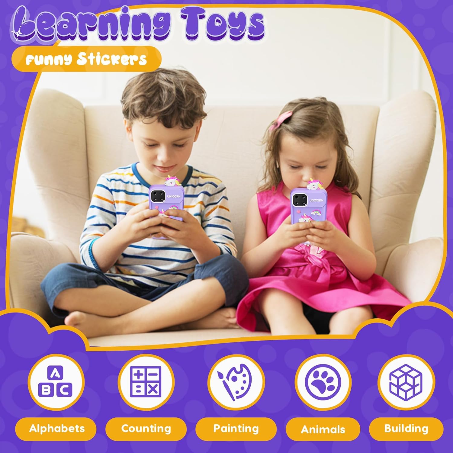 Kids Speelgoed Telefoon | Educatieve Mobiele Telefoon voor Jongens 3-9 Jaar | 16 Leerspellen | Camera & Muziekspeler | Kerstcadeau