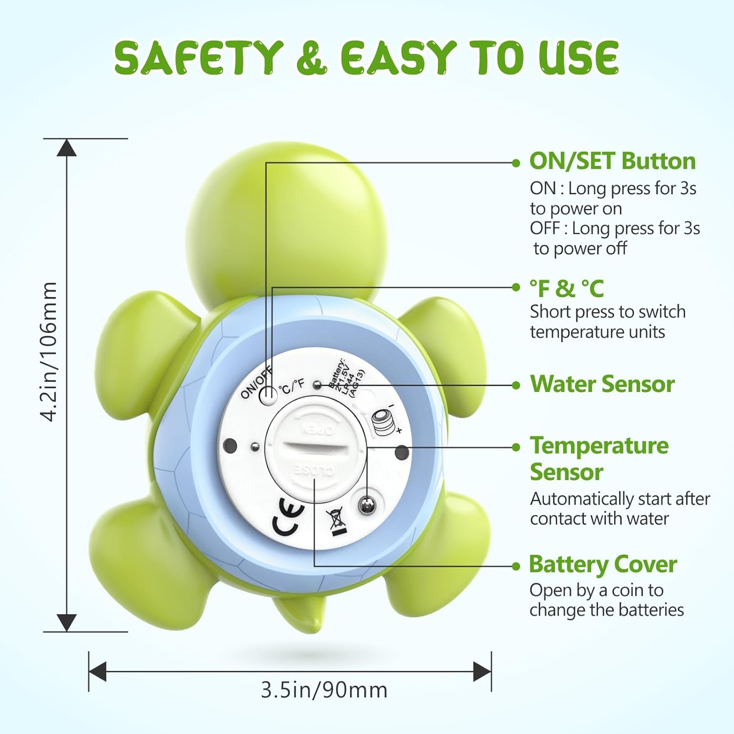Baby badthermometer digitaal|Waterthermometer met 3 kleuren display en veiligheidswaarschuwing