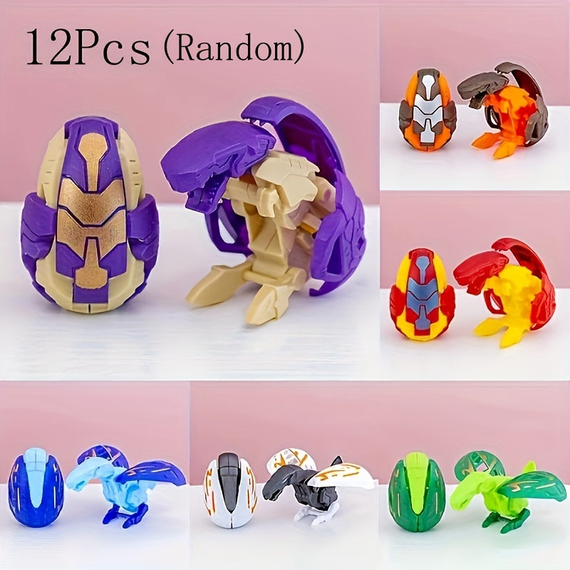 12 Stuks Dino Eieren Transformeer Speelgoed | Tyrannosaurus & Pterodactyl – Leuke Verjaardags- en Feestcadeautjes (Willekeurig)