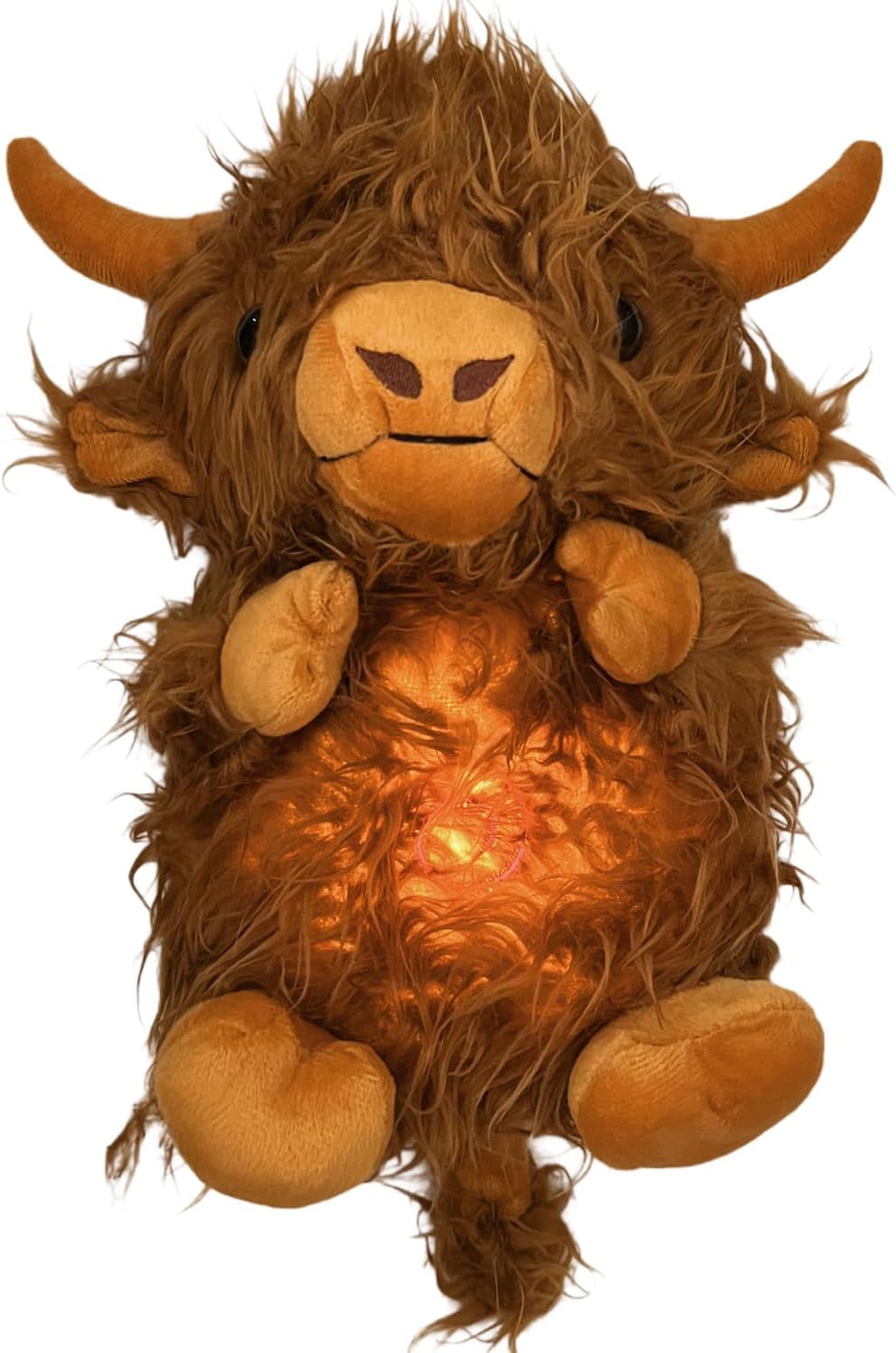 Hoogland Koe Knuffel | Ademend Pluche Voor Stressverlichting | Muziek & Realistische Beweging | Cute Pluche Speelgoed 3+