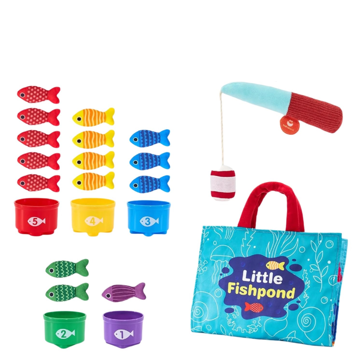 Montessori Stof Visspeelgoed 1-3 Jaar | Kleuren, Getallen en Vormen Leren | Verjaardagscadeau