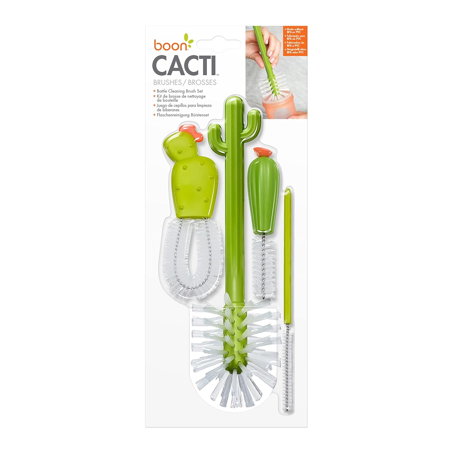 Cacti Baby Flesborstel Set | Bottle, Nipple, Detail & Straw Brushes | BPA-Vrij en Duurzaam | Baby Essentiële Accessoires