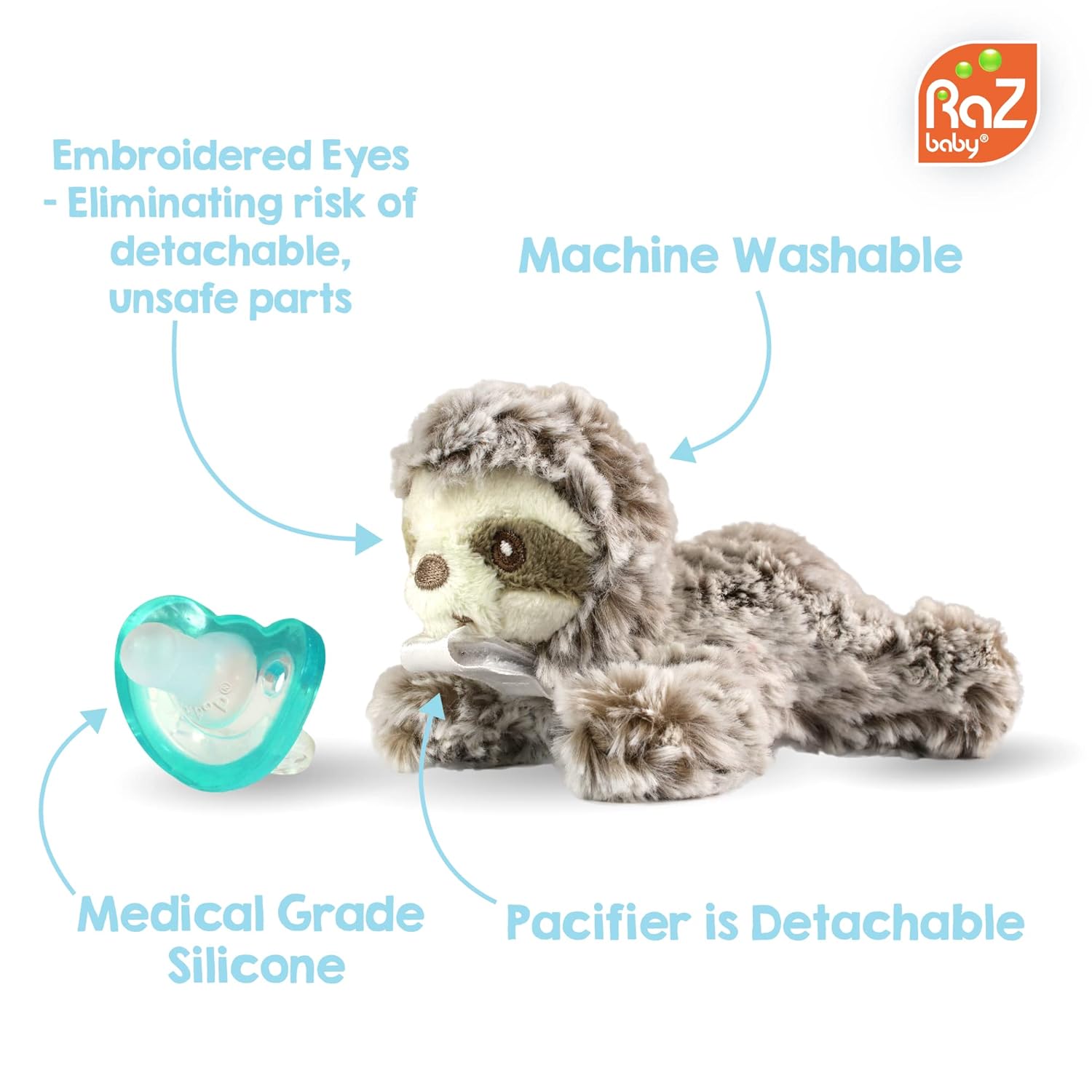 Draagbeer Pacifier Houder | USA Gemaakt, BPA-Vrije Fopspeen & Pluche | Perfect Baby Shower Cadeau