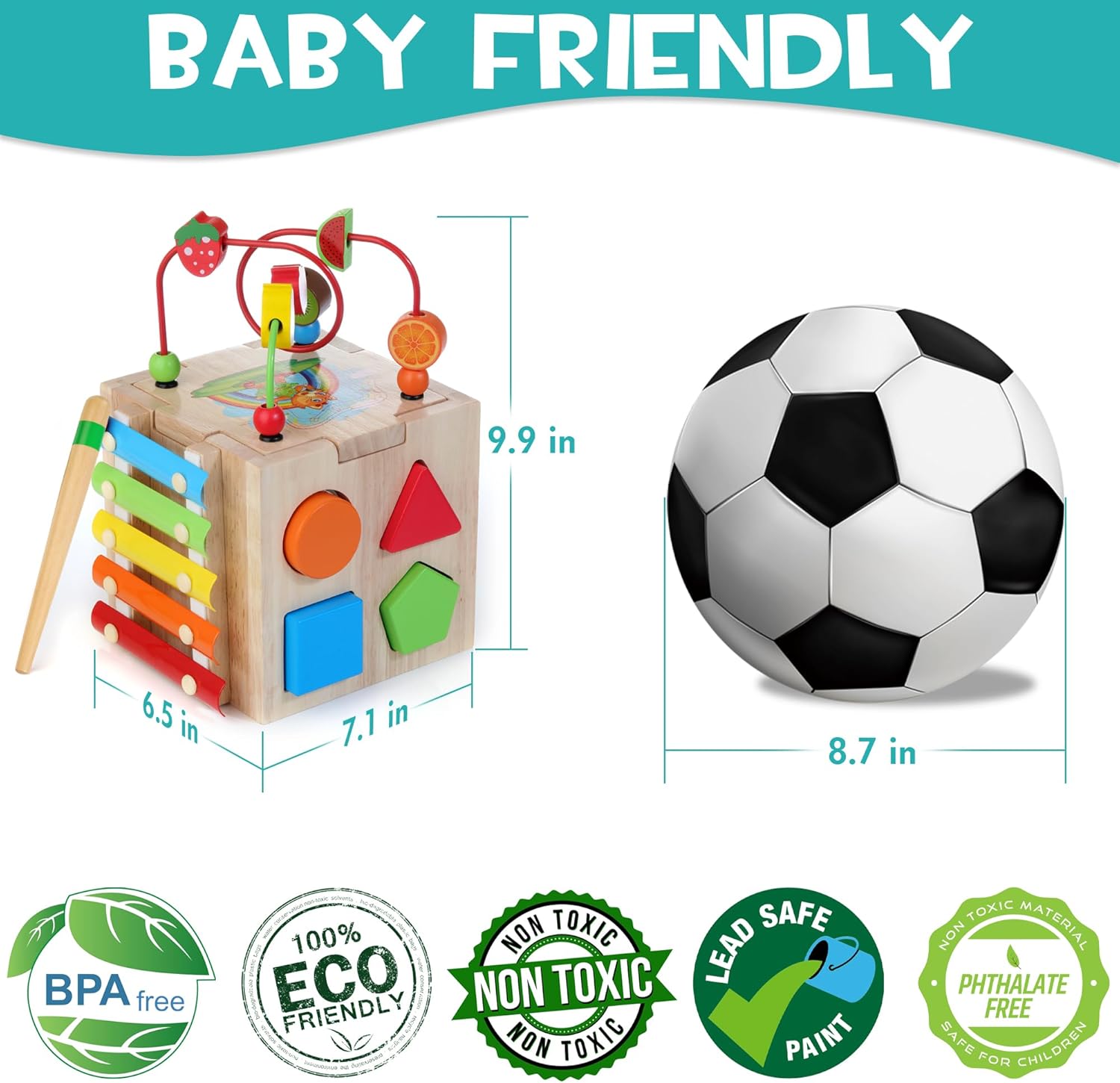 8-in-1 Houten Baby Activiteitenkubus | Montessori Leer Speelgoed 1-3 Jaar | Perfect Eerste Verjaardagscadeau