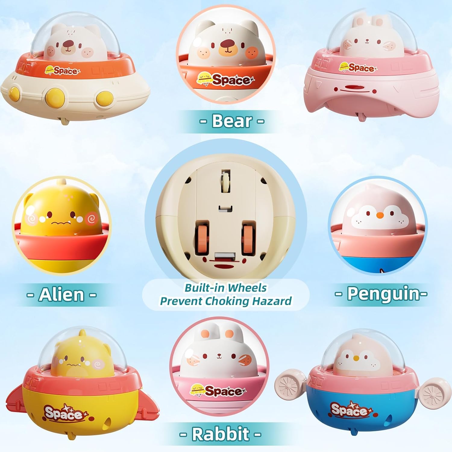 Dier-Thema Druk & Ga Auto's | Baby Speelgoed 6-36 Maanden | Perfect voor Reizen of Speeltijd