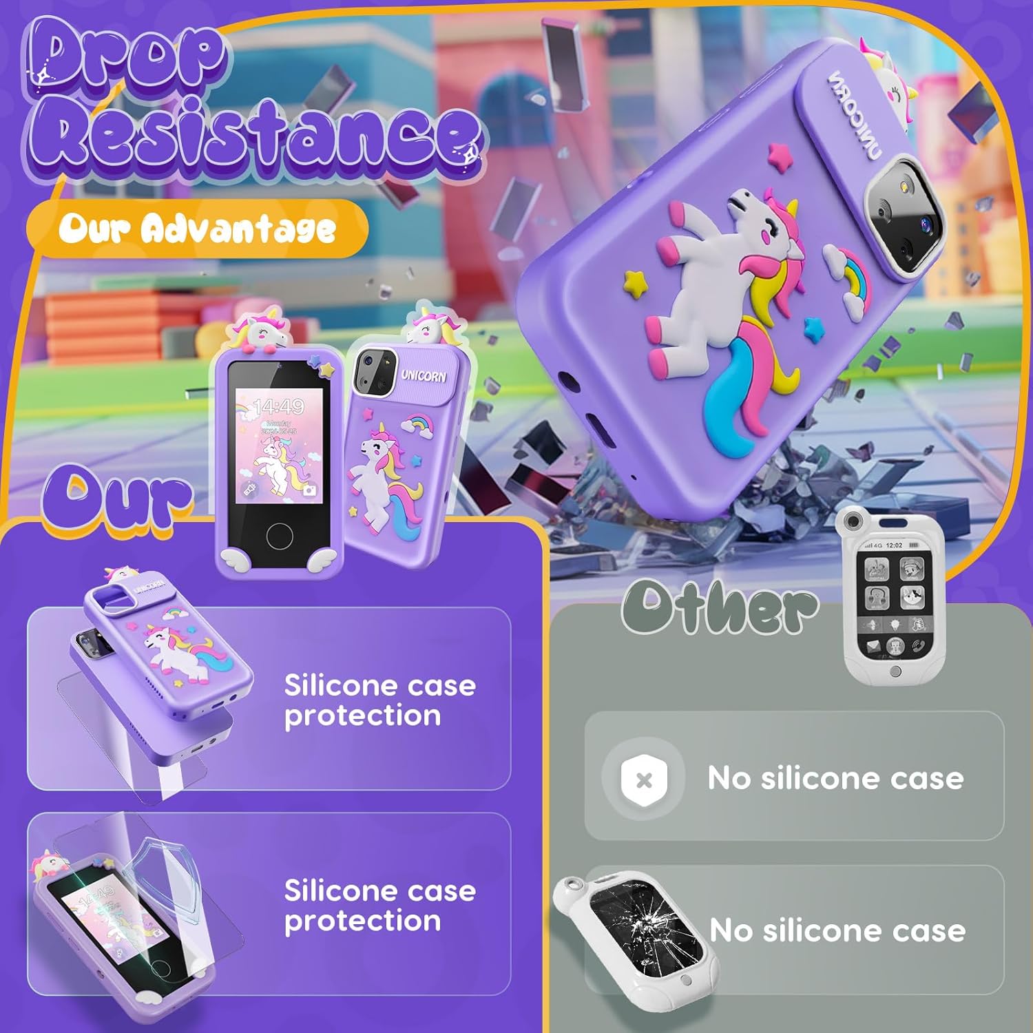Dino Smartphone Speelgoed | Mini Smartphone met 16 Educatieve Spelletjes en Dubbele Camera voor Kinderen van 3-9 Jaar